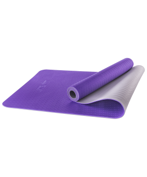 Коврик для йоги STARFIT FM-201 TPE 173x61x0,5 см, фиолетовый/серый 1/12